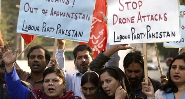 Labour Party activists protesting American intervention in Pakistan